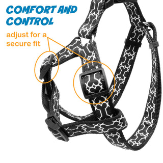 A-Style Pet Harness with Bone Design & Adjustable Buckles - Maximum Comfort for Pets