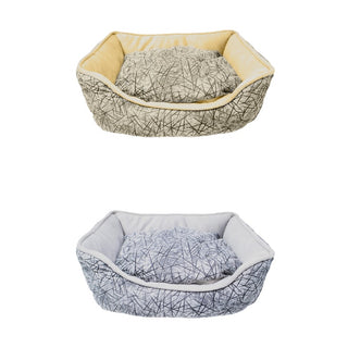 Classic Patterned Pet Beds for Cats & Dogs - Printed Short Plush