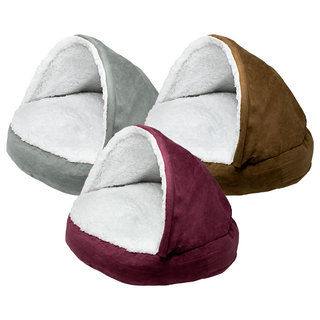 Cozy Cave-Style Pet Bed for All Pets in Suede & Sherpa