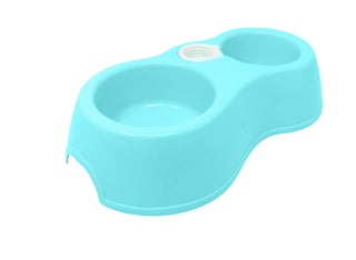 Double Bowl with Automatic Water Dispenser Hole for Pets - PP Plastic