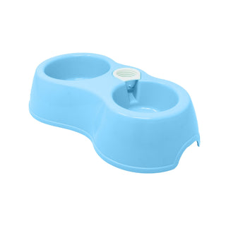 Double Bowl with Automatic Water Dispenser Hole for Pets - PP Plastic