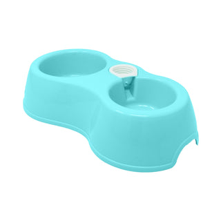 Double Bowl with Automatic Water Dispenser Hole for Pets - PP Plastic